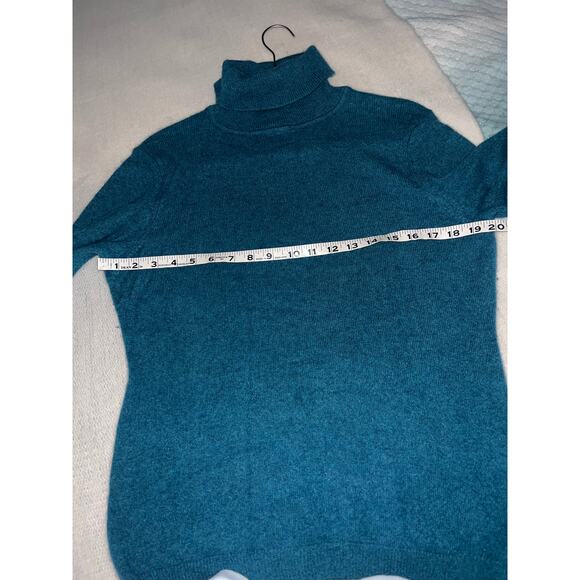 Charter Club 100% Cashmere Turtleneck Sweater Blue Opal Heather Size PL - Picture 7 of 8